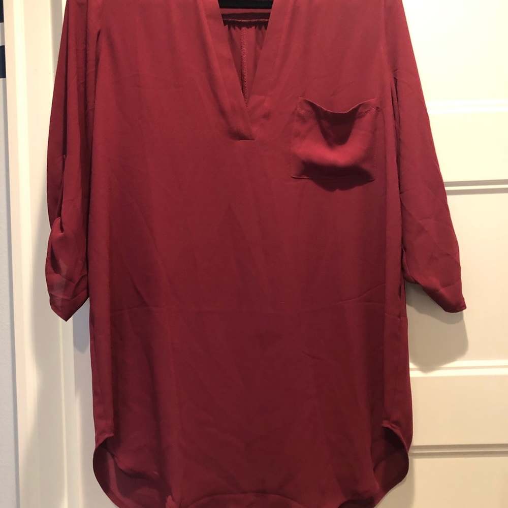 Burgundy high low Lush blouse